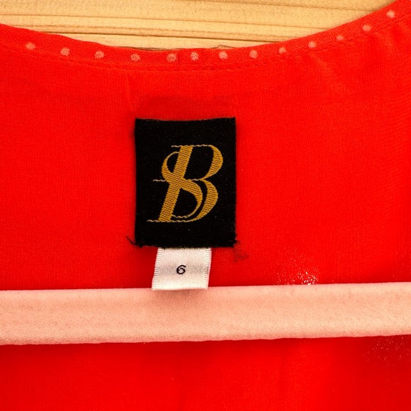 Anthropologie Sachin + Babi Coral/Orange-Red Ruffle Pindot Dress size 6 - Picture 15 of 15